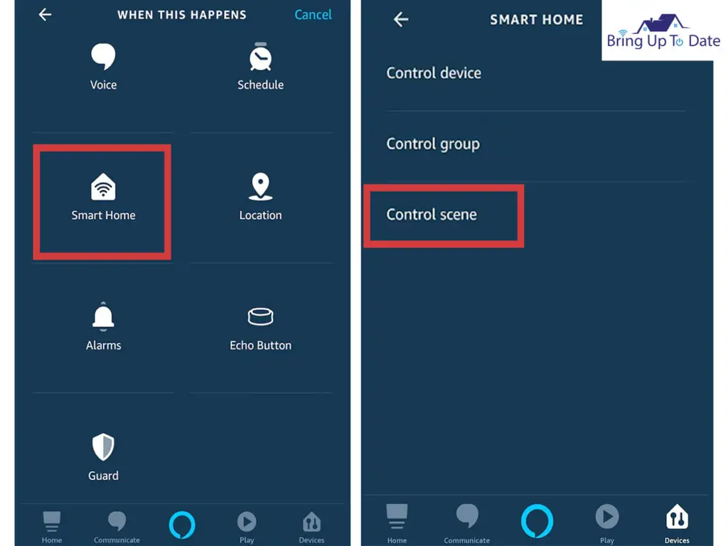 Go to Smart Home and Control Scene