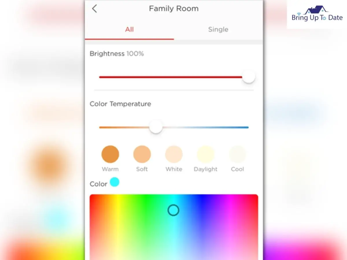 Tap on the slider of colour temperature and drag 
