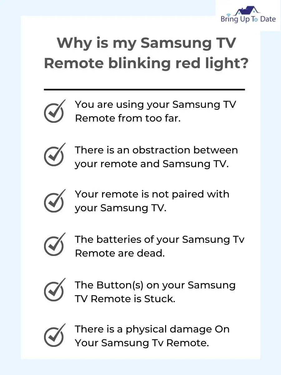 Samsung TV Remote Not Working Blinking Red Light